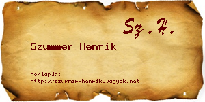 Szummer Henrik névjegykártya
